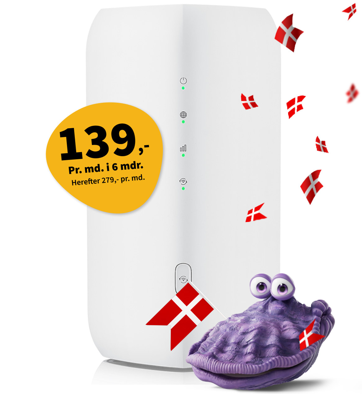 Internet til 139 kr. pr. måned i 6 måneder. Herefter 279 kr. pr. måned.