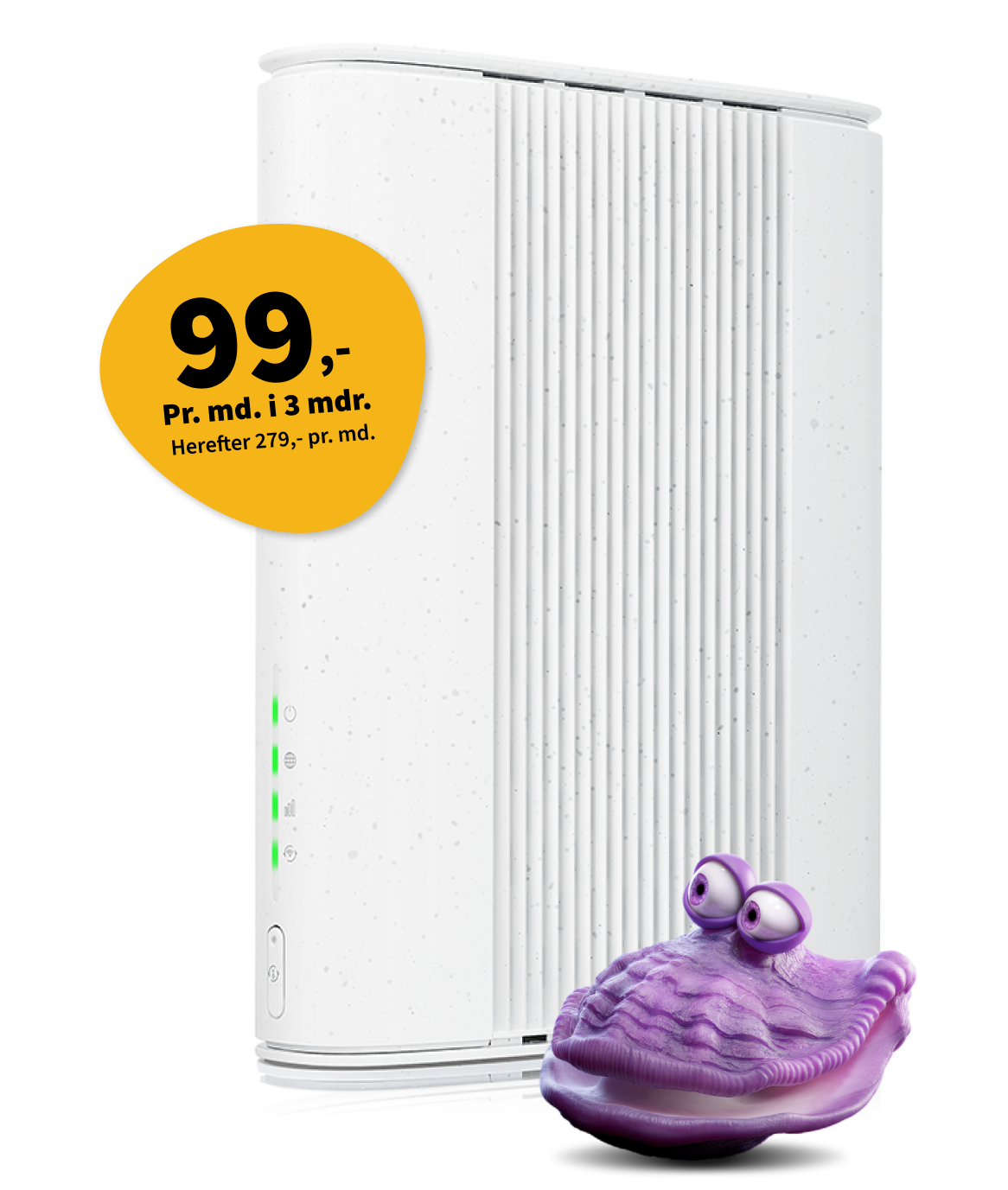 Internet til 99 kr. pr. måned i 3 måneder. Herefter 279 kr. pr. måned.
