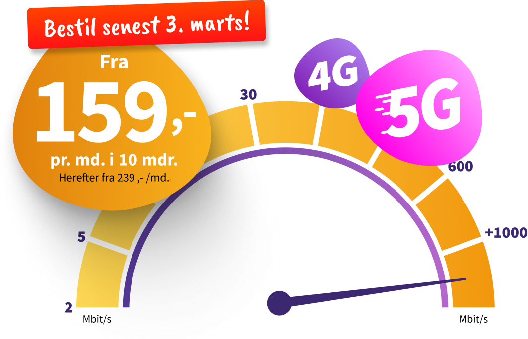 Internet fra 179 kr. pr. måned i 12 måneder. Herefter fra 239 pr. måned. 