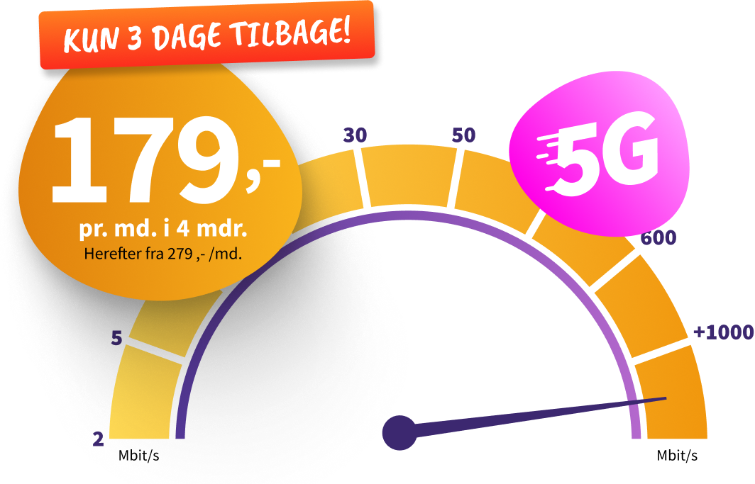 Internet fra 179 kr. pr. måned i 4 måneder. Herefter fra 279 pr. måned. 