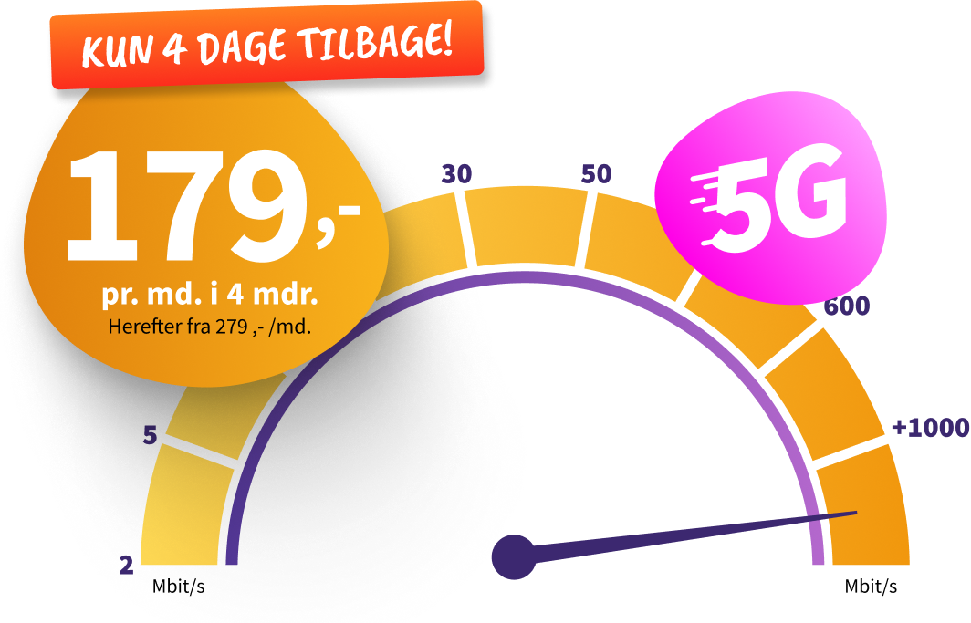 Internet fra 179 kr. pr. måned i 4 måneder. Herefter fra 279 pr. måned. 