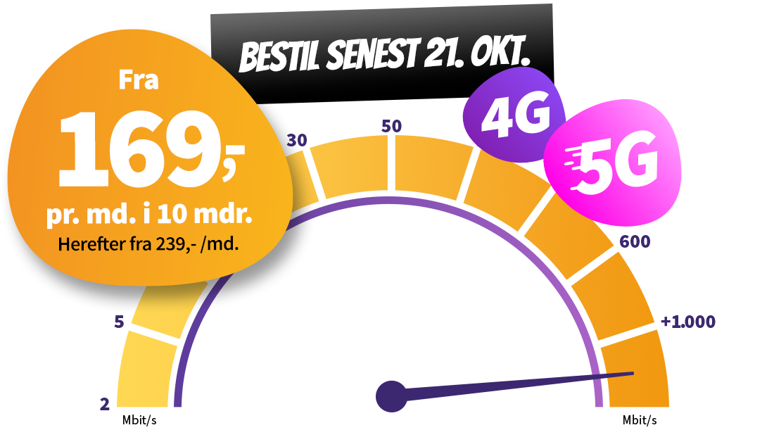 Internet fra 169 kr. i 10 måneder. Herefter fra 239 kr.