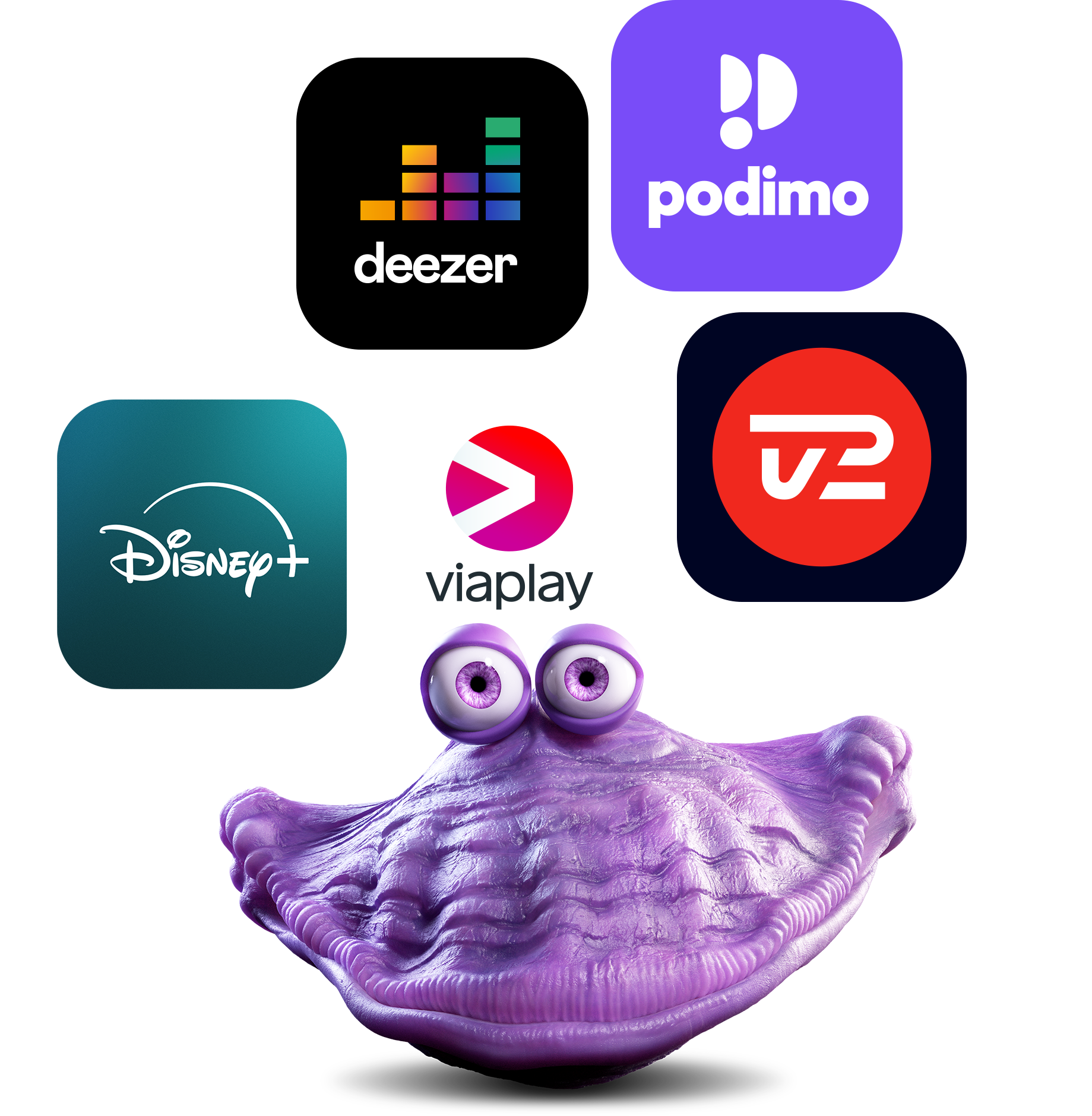Disney, Deezer, Podimo, Viaplay, TV 2 Play