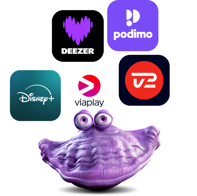 Disney, Deezer, Podimo, Viaplay, TV 2 Play